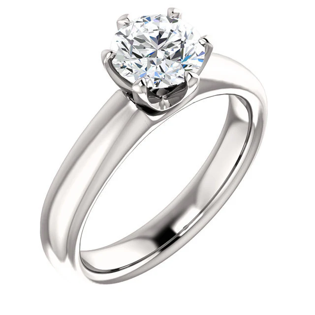 Cubic Zirconia Engagement Ring- The Leah (6 Prong Stackable Solitaire: Round-Cut or Oval-Cut) - Image 8