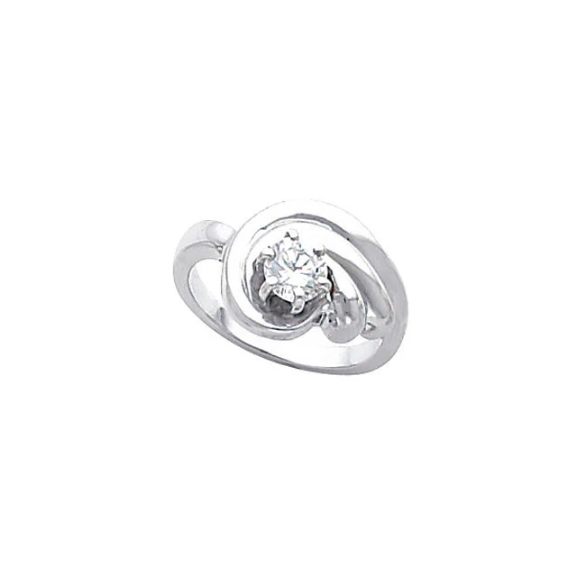 Cubic Zirconia Engagement Ring- The Sophia (0.75 Carat Round Solitaire with Freeform Design) - Image 3