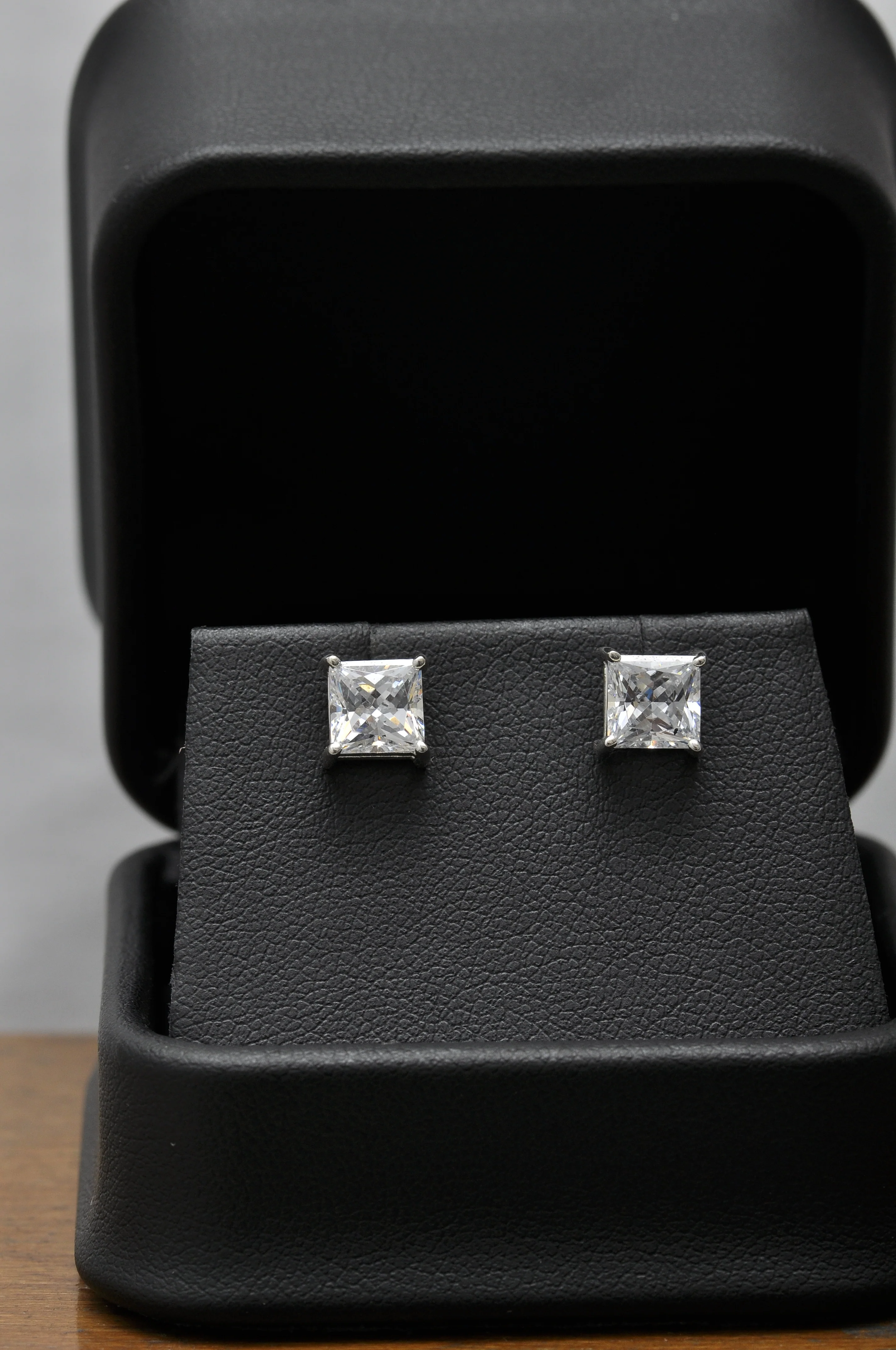 Cubic Zirconia Earrings- Customizable 4 Prong Princess CZ Stud Earring Set - Image 12