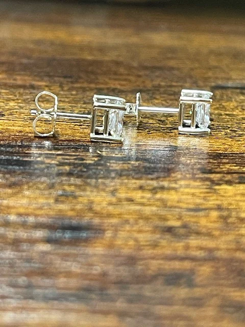 Cubic Zirconia Earrings- Customizable 4 Prong Princess CZ Stud Earring Set - Image 14