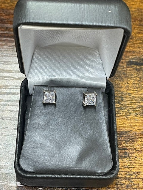 Cubic Zirconia Earrings- Customizable 4 Prong Princess CZ Stud Earring Set - Image 16