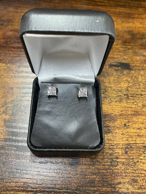 Cubic Zirconia Earrings- Customizable 4 Prong Princess CZ Stud Earring Set - Image 17