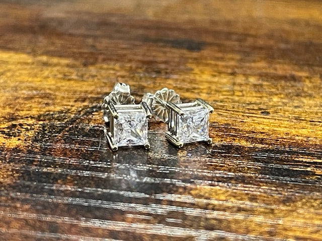 Cubic Zirconia Earrings- Customizable 4 Prong Princess CZ Stud Earring Set - Image 18