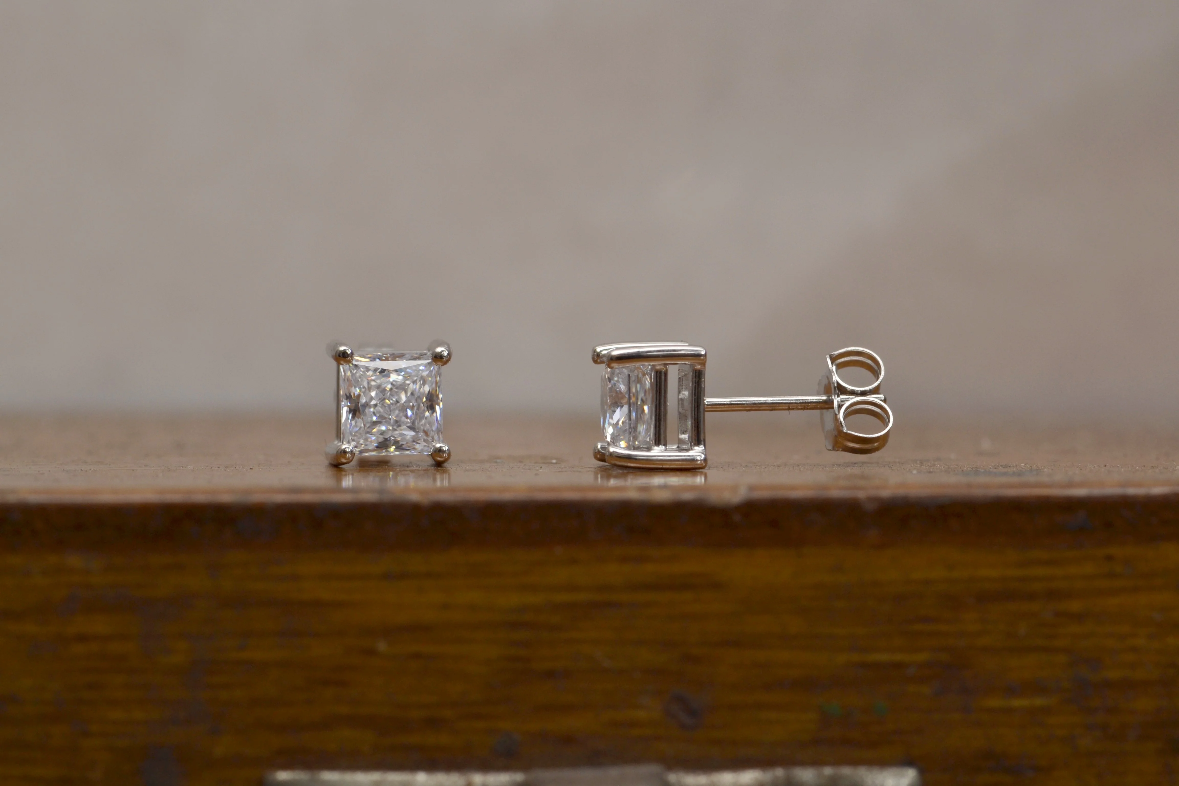 Cubic Zirconia Earrings- Customizable 4 Prong Princess CZ Stud Earring Set - Image 19