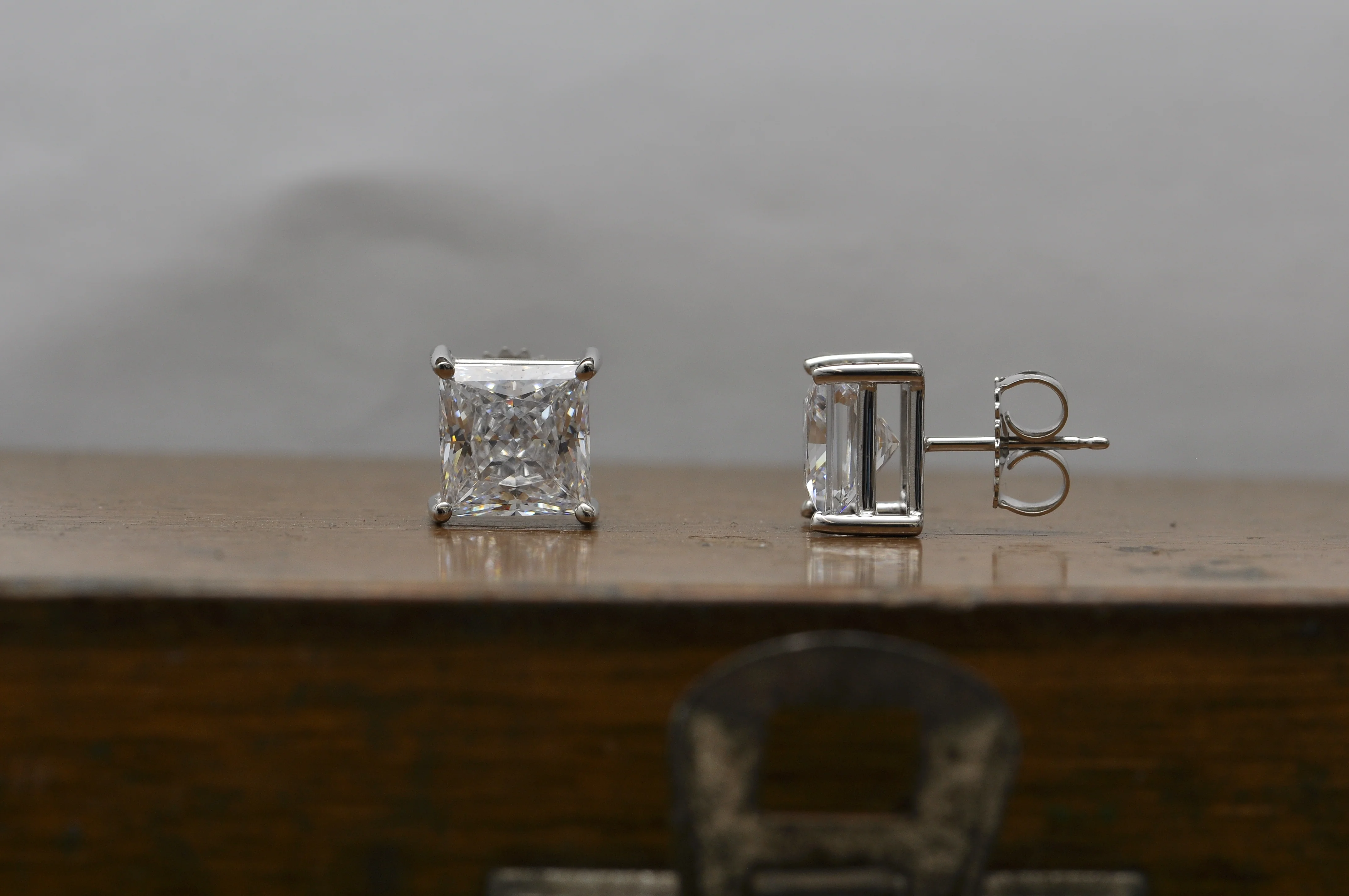 Cubic Zirconia Earrings- Customizable 4 Prong Princess CZ Stud Earring Set - Image 20
