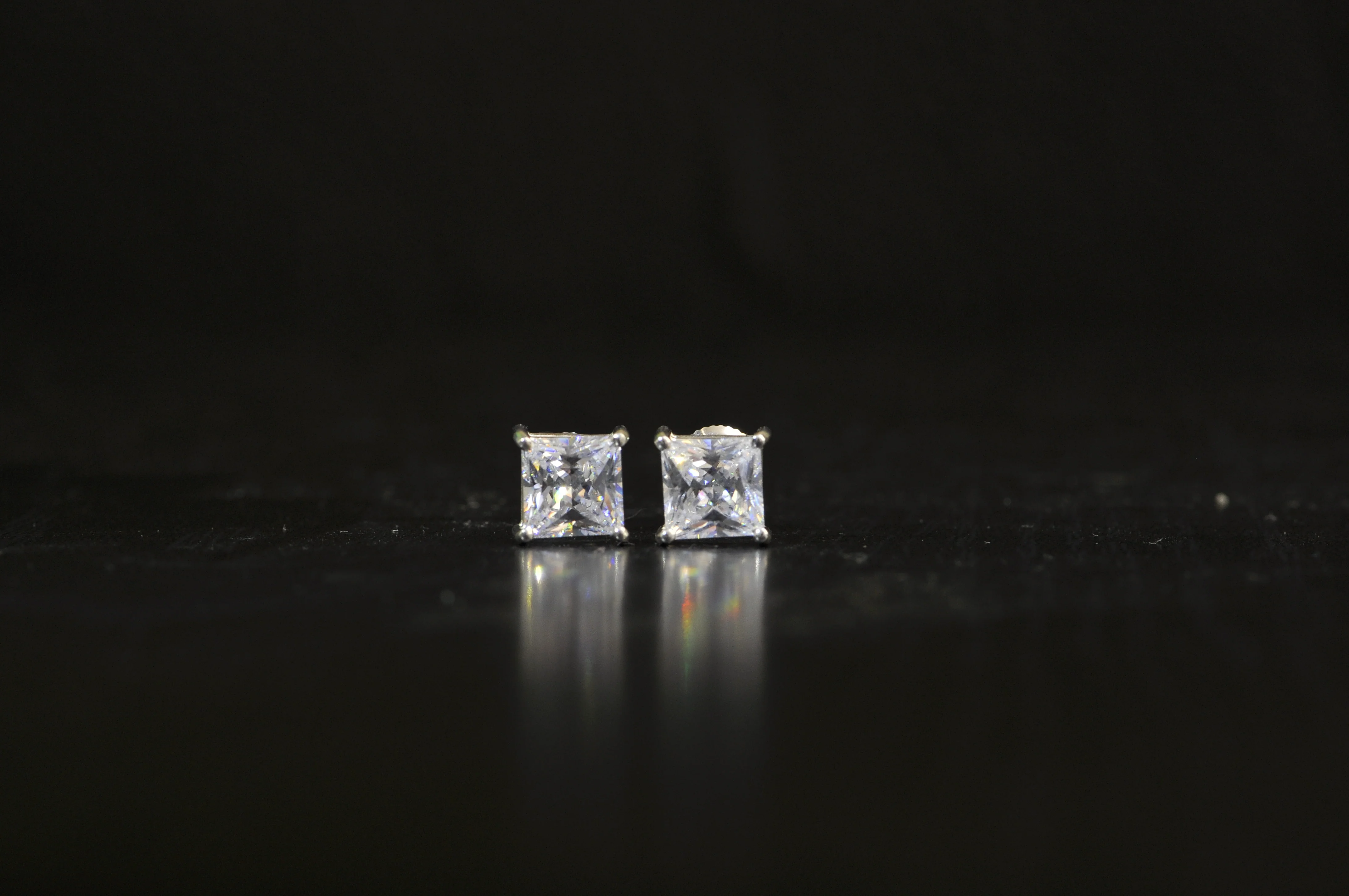 Cubic Zirconia Earrings- Customizable 4 Prong Princess CZ Stud Earring Set - Image 7