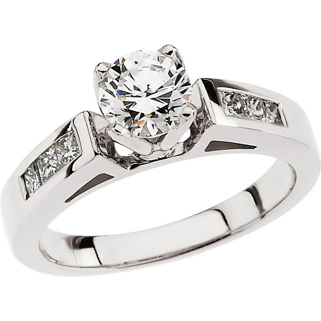 Cubic Zirconia Engagement Ring- The Audra (Customizable 7-stone Princess Channel) - Image 3