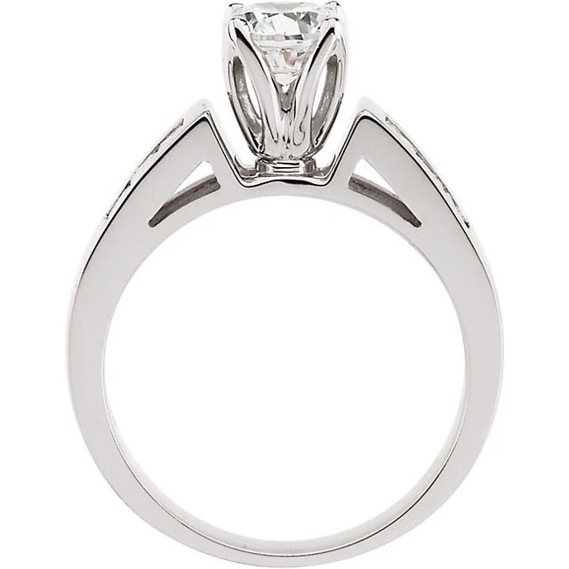 Cubic Zirconia Engagement Ring- The Audra (Customizable 7-stone Princess Channel) - Image 4