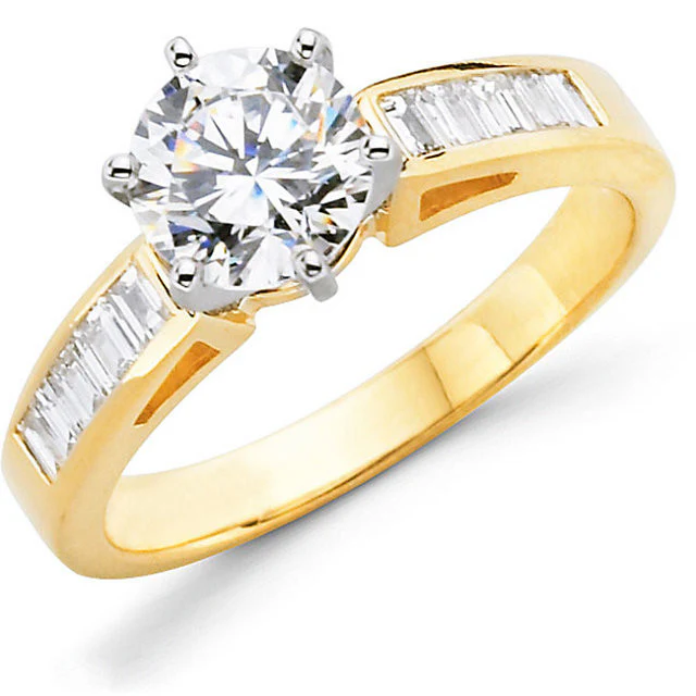 Cubic Zirconia Engagement Ring- The Rochelle (Customizable Baguette Channel) - Image 3