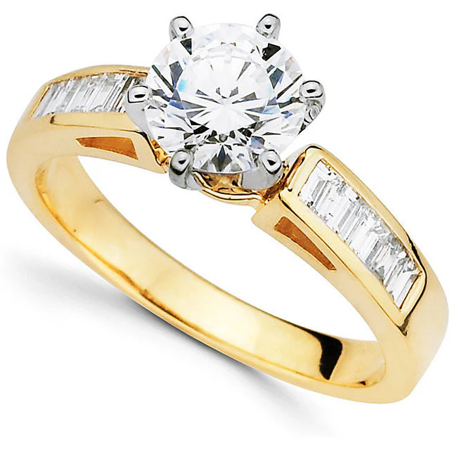 Cubic Zirconia Engagement Ring- The Rochelle (Customizable Baguette Channel) - Image 6