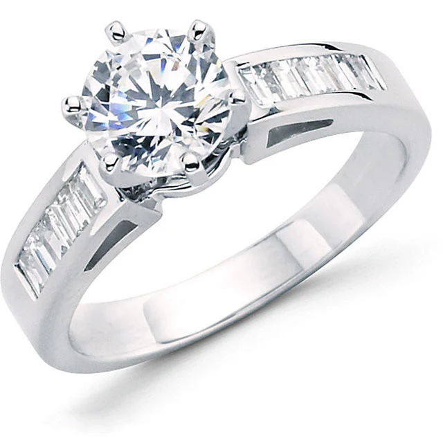 Cubic Zirconia Engagement Ring- The Rochelle (Customizable Baguette Channel) - Image 7
