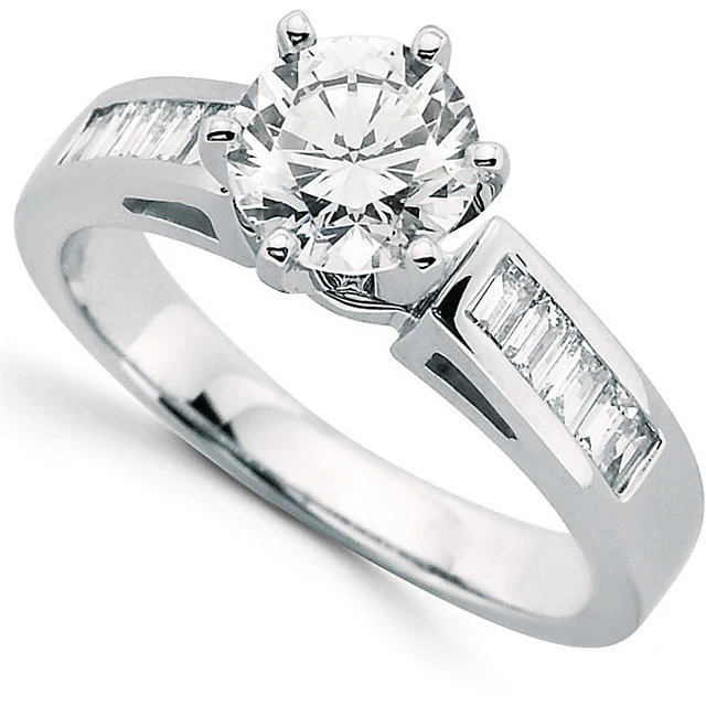 Cubic Zirconia Engagement Ring- The Rochelle (Customizable Baguette Channel) - Image 9