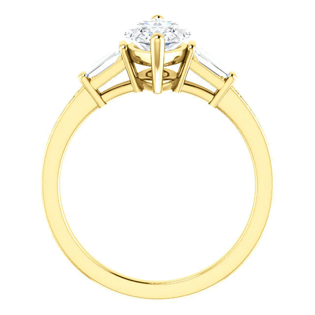Cubic Zirconia Engagement Ring- The Elizabeth (Customizable Center with Baguette & Pave) - Image 3