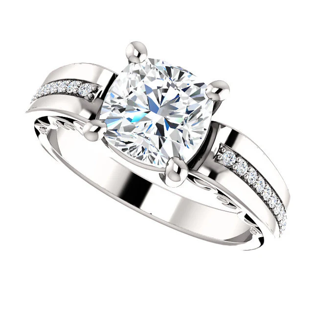 Cubic Zirconia Engagement Ring- The Catherine (Customizable Center with Vented Round Prong Accents) - Image 10
