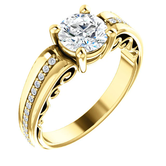 Cubic Zirconia Engagement Ring- The Catherine (Customizable Center with Vented Round Prong Accents) - Image 12