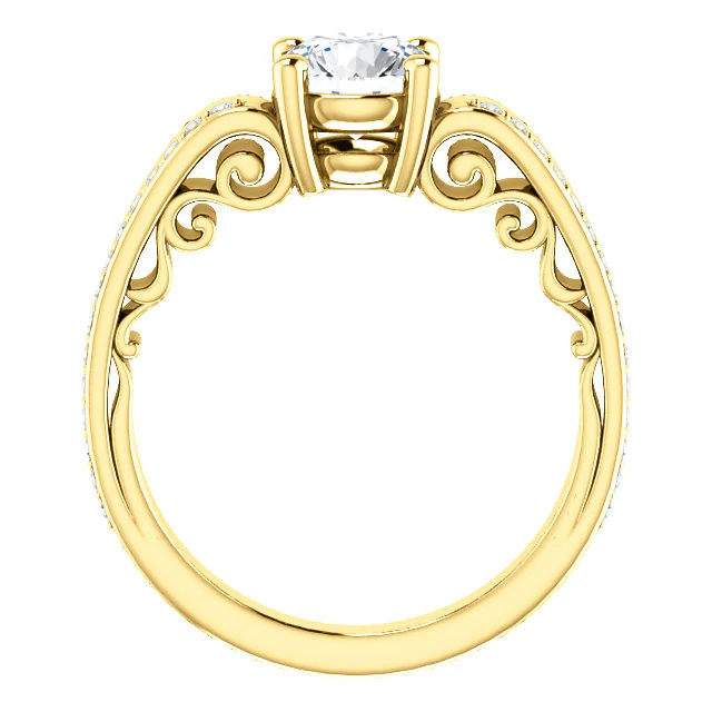 Cubic Zirconia Engagement Ring- The Catherine (Customizable Center with Vented Round Prong Accents) - Image 13