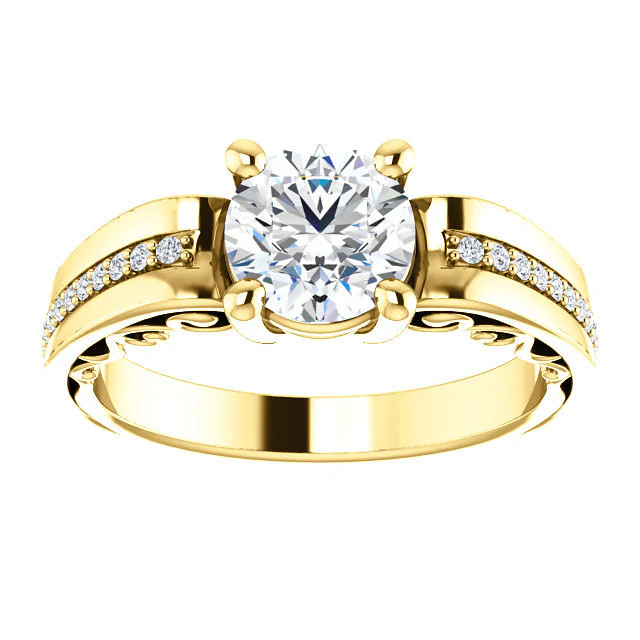 Cubic Zirconia Engagement Ring- The Catherine (Customizable Center with Vented Round Prong Accents) - Image 14