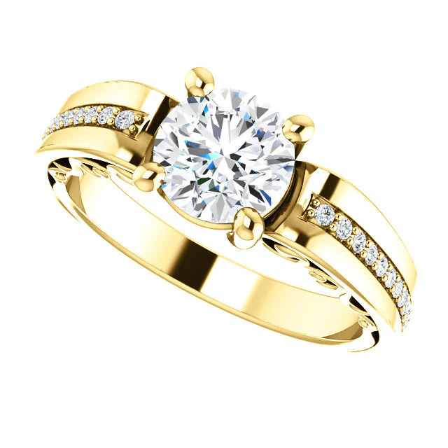 Cubic Zirconia Engagement Ring- The Catherine (Customizable Center with Vented Round Prong Accents) - Image 15