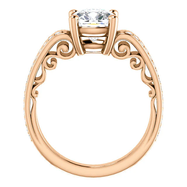 Cubic Zirconia Engagement Ring- The Catherine (Customizable Center with Vented Round Prong Accents) - Image 3