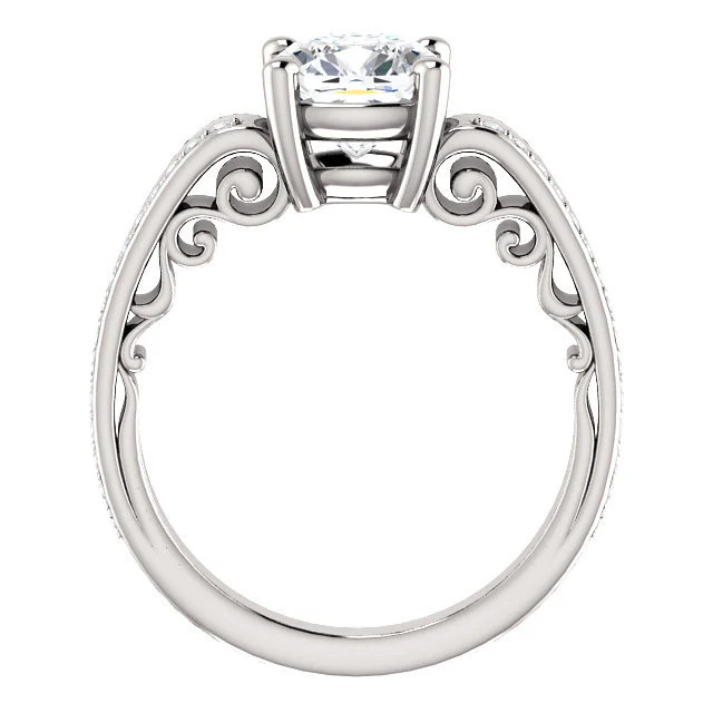 Cubic Zirconia Engagement Ring- The Catherine (Customizable Center with Vented Round Prong Accents) - Image 7