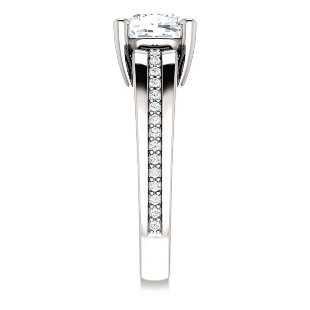 Cubic Zirconia Engagement Ring- The Catherine (Customizable Center with Vented Round Prong Accents) - Image 9