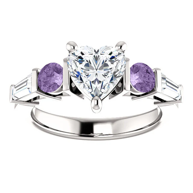 Cubic Zirconia Engagement Ring- The Sarah (Customizable 5-Stone Baguette Channel) - Image 10