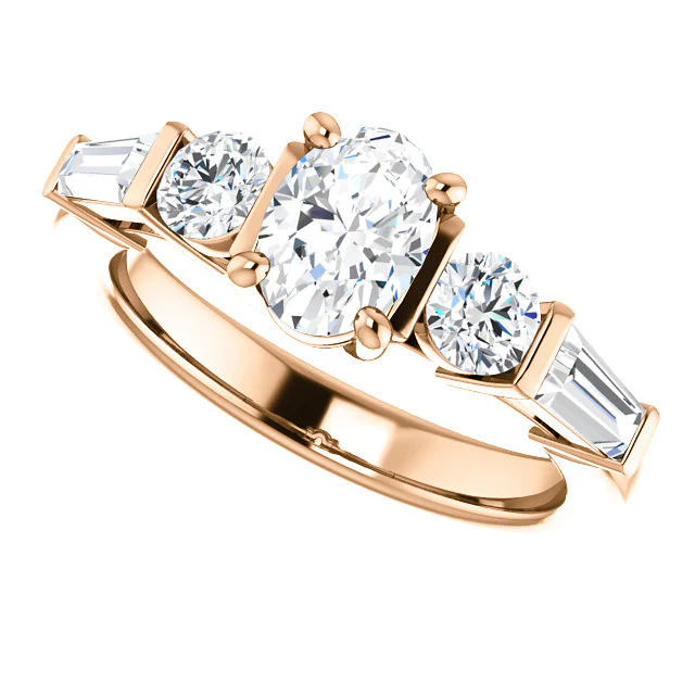 Cubic Zirconia Engagement Ring- The Sarah (Customizable 5-Stone Baguette Channel) - Image 12