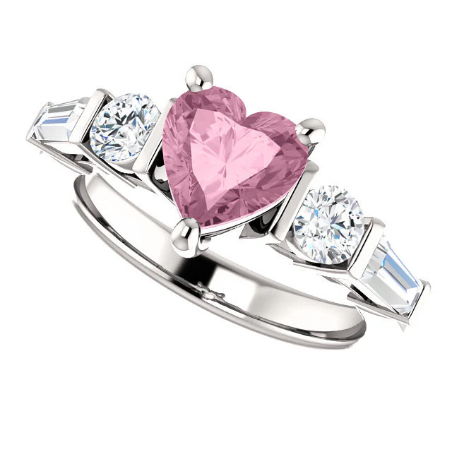 Cubic Zirconia Engagement Ring- The Sarah (Customizable 5-Stone Baguette Channel) - Image 4