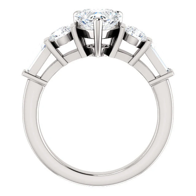 Cubic Zirconia Engagement Ring- The Sarah (Customizable 5-Stone Baguette Channel) - Image 6