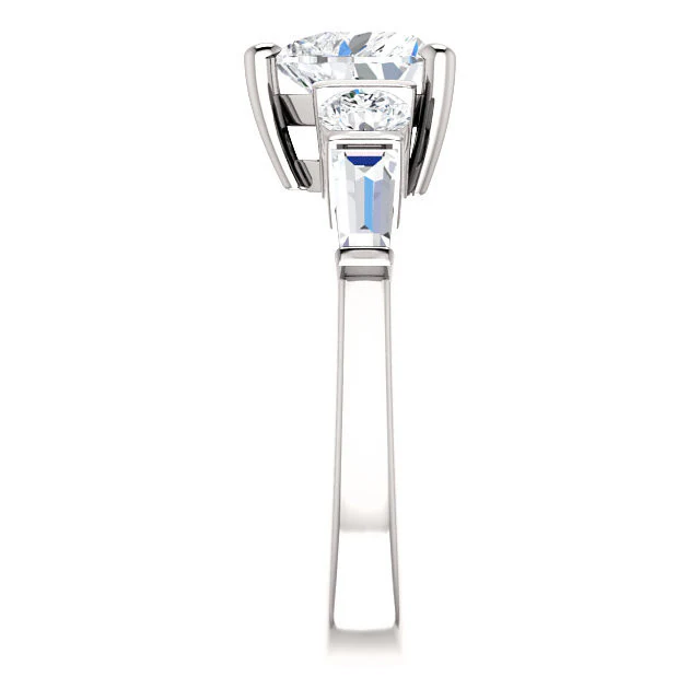 Cubic Zirconia Engagement Ring- The Sarah (Customizable 5-Stone Baguette Channel) - Image 8