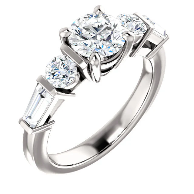 Cubic Zirconia Engagement Ring- The Sarah (Customizable 5-Stone Baguette Channel) - Image 9
