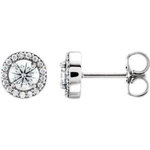 Cubic Zirconia Earrings- Customizable Round Cut Halo-Styled Stud Earring Set - Image 2