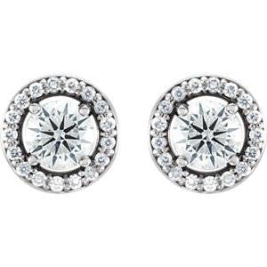 Cubic Zirconia Earrings- Customizable Round Cut Halo-Styled Stud Earring Set - Image 3