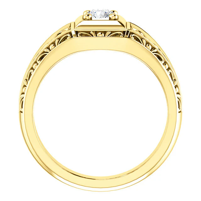 Cubic Zirconia Engagement Ring- The Nadia (Customizable Center with Heart Filigree Accents) - Image 3