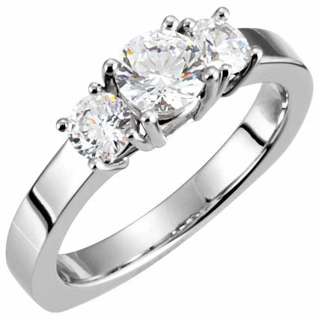 Cubic Zirconia Engagement Ring- The Tracy (Round 1.5-2.0 TCW 3-Stone Petite Band) - Image 3