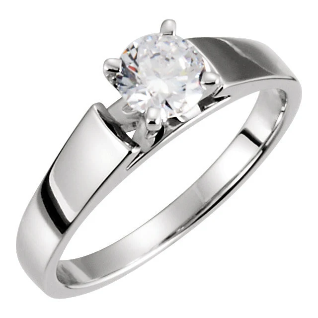 Cubic Zirconia Engagement Ring- The Melissa (Round Solitaire Classic) - Image 3