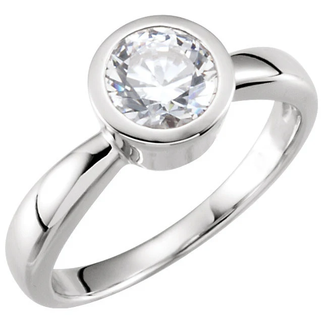 Cubic Zirconia Engagement Ring- The Sheena (Simple 0.25-1.0 CT Round Bezel-Set Solitaire) - Image 3