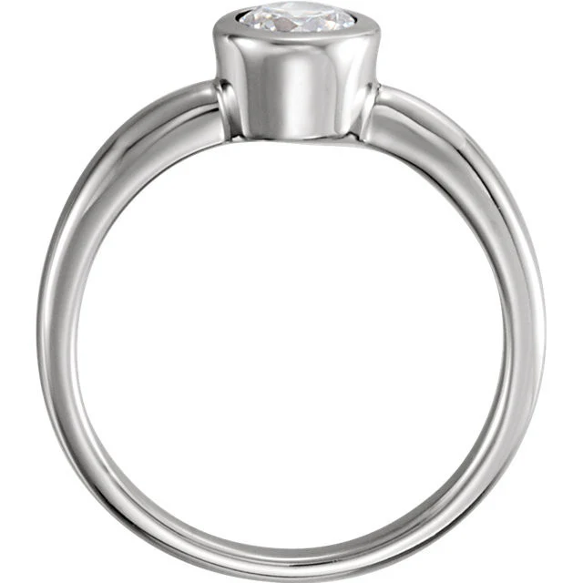 Cubic Zirconia Engagement Ring- The Sheena (Simple 0.25-1.0 CT Round Bezel-Set Solitaire) - Image 4