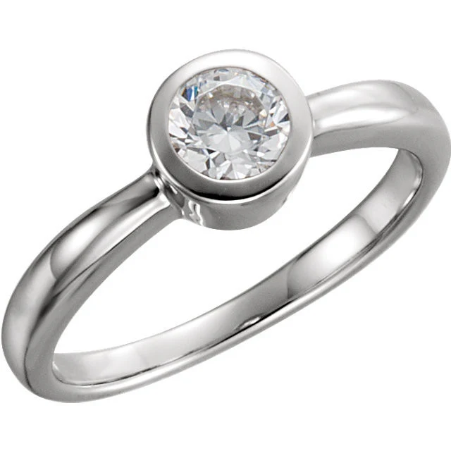 Cubic Zirconia Engagement Ring- The Sheena (Simple 0.25-1.0 CT Round Bezel-Set Solitaire) - Image 6