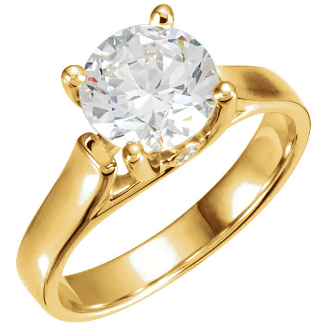 Cubic Zirconia Engagement Ring- The Tatiana (Solitaire with X Cross Band and Side Accent) - Image 3