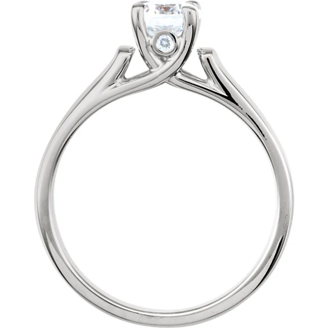 Cubic Zirconia Engagement Ring- The Tatiana (Solitaire with X Cross Band and Side Accent) - Image 4