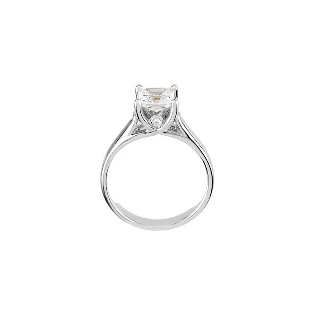Cubic Zirconia Engagement Ring- The Tatiana (Solitaire with X Cross Band and Side Accent) - Image 5