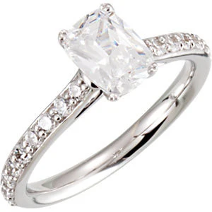 Cubic Zirconia Engagement Ring- The Barbie (Antique Cushion Cut Design with Peekaboos) - Image 2