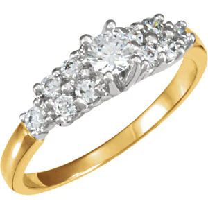 Cubic Zirconia Engagement Ring- The Jonique (0.50 Carat TCW 11-stone Round-cut) - Image 2