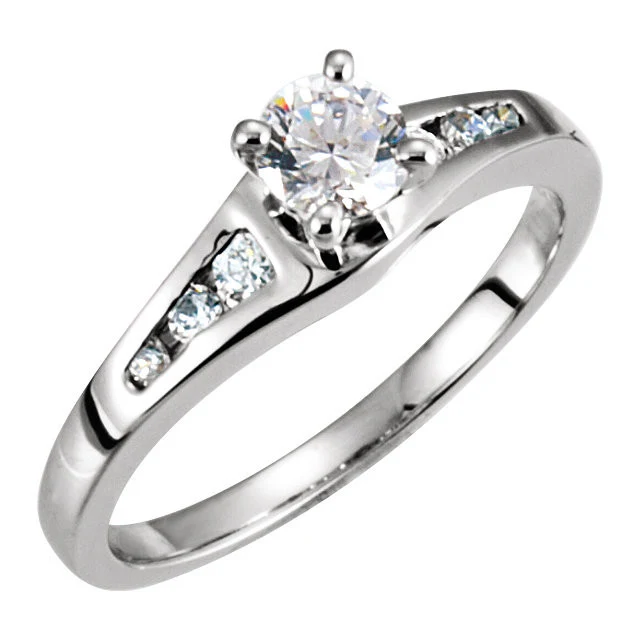 Cubic Zirconia Engagement Ring- The Lena (Customizable 7-stone with Round Channel) - Image 2