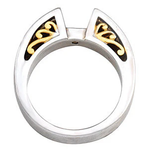 Cubic Zirconia Engagement Ring- The Lindsey (Customizable 7-stone Two-Tone Cathedral with Princess Channel) - Image 3