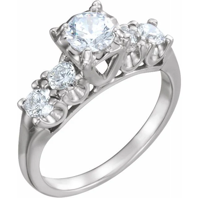Cubic Zirconia Engagement Ring- The Roxy (0.25 or 0.5 Carat Round-cut 5-stone Design) - Image 3