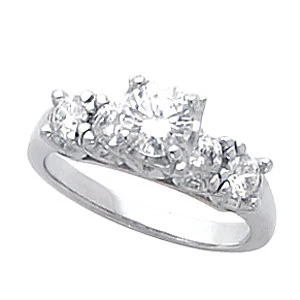 Cubic Zirconia Engagement Ring- The Roxy (0.25 or 0.5 Carat Round-cut 5-stone Design) - Image 4