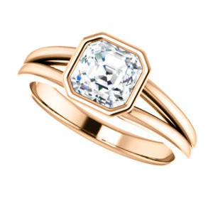 CZ Wedding Set, featuring The Bernadine engagement ring (Customizable Bezel-set Asscher Cut with V-Split Band) - Image 12