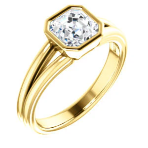 CZ Wedding Set, featuring The Bernadine engagement ring (Customizable Bezel-set Asscher Cut with V-Split Band) - Image 3